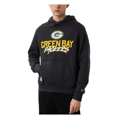 (S, Grey) New Era Mens Green Bay Packers NFL Script Team Pullover Hoody Hoodie - Grey