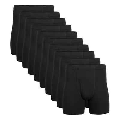 Gildan Men's Underwear Covered Waistband Boxer Briefs Multipack Black 10-Pack