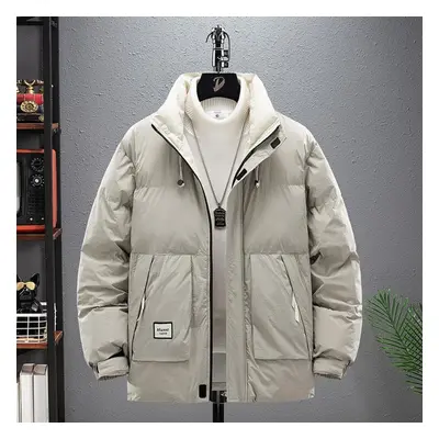 (beige, XXXXL) Plus Size 9xl Men&apos;s Down Jacket Striped Parkas Teenager Thick Loose Coat Aut