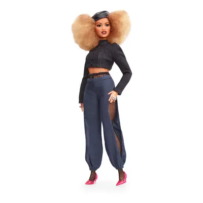 Barbie Doll Styled by Celebrity Stylist Marni Senofonte with Harem Pants Denim Turtleneck Crop T