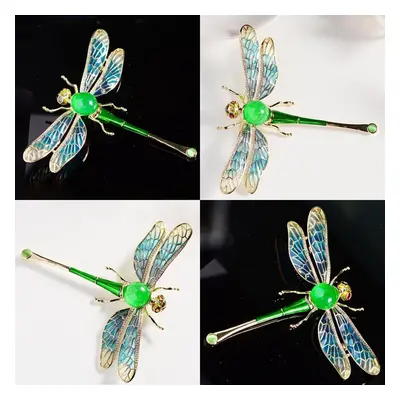 Women&apos;s Vintage Crystal Dragonfly Brooch Enamel Pin Rhinestone Brooches Wedding