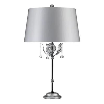 Table Lamp Handmade with Glass Drops Silver Shade Black Silver LED E27 60W