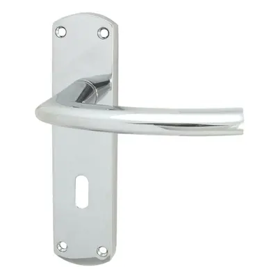 Curved Bar Lever on Lock Backplate Oval Profile x 42mm Polished Chrome