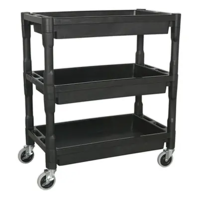 3 Level Composite Workshop Trolley - 60kg Per Shelf - Impact Resistant Plastic