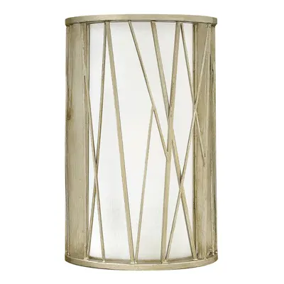 Wall Light Opal Glass & Painted Linen Affect Siver Leaf LED E27 75W