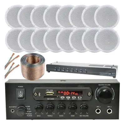 16x Ceiling Speaker Bluetooth Background Music System Shop Restaurant Kitchen