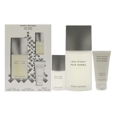 Issey Miyake Leau Dissey Pour Homme For Men Pc Gift Set 4.2oz EDT Spray, 15ml EDT Spray, 1.6oz S