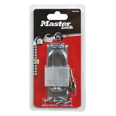 Master Lock 9140703EURDBLK 89mm Hasp and 40mm Covered Aluminium Padlock Set - Black