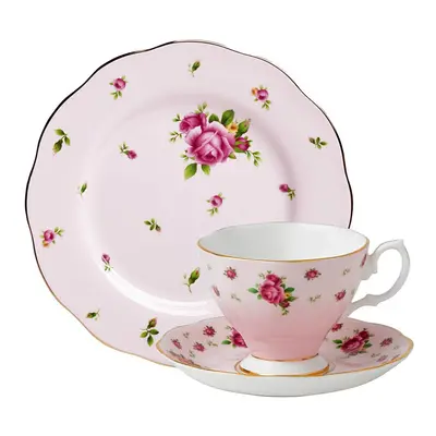 Royal Albert New Country Roses Pink 3-Piece Set (Teacup Saucer & Plat