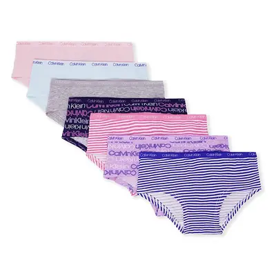 Calvin Klein Girls Little Modern Cotton Hipster Panties Pack Grey Pink Nude Lilac Blue Purple Sm