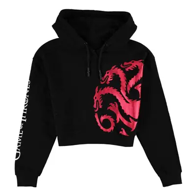 (X-Large, Black) Game Of Thrones House of the Dragons Womens Cropped Pullover Hoodie