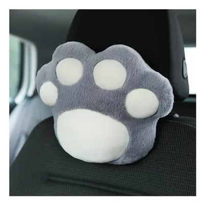 (grey neck pillow) 1PC Cute Cartoon Cat Claw Car Neck Pillow Soft Plush Auto Headrest Seat