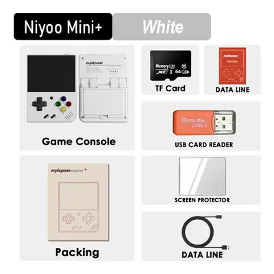 (64GB, White) Mini Plus Portable Retro Handheld Game Console 3.5-inch IPS HD Screen Children's G