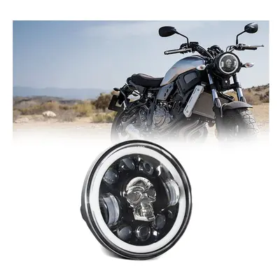 5.75 inch Motorcycle LED Headlight Skull Pattern LED Headlight with High/Low Beam Turn Signal DR