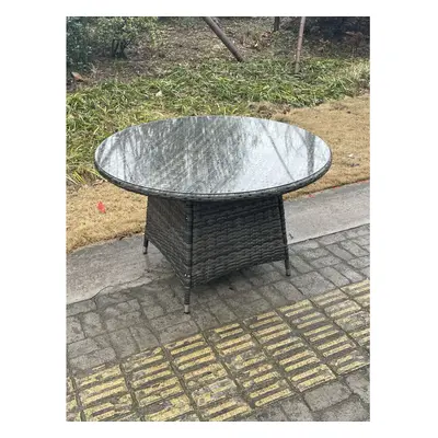 Fimous Outdoor PE Rattan Round Dining Table Garden Furniture?Table+Cover)