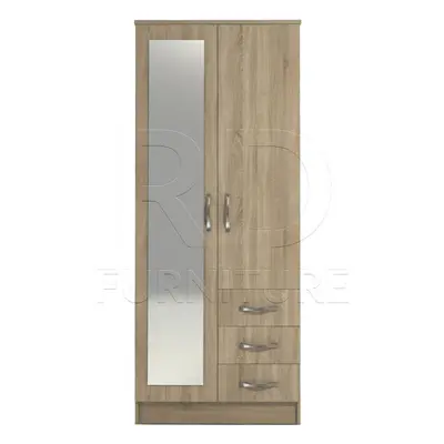 Ready assembled Classic Door Drawer Combi Mirrored Wardrobe Oak