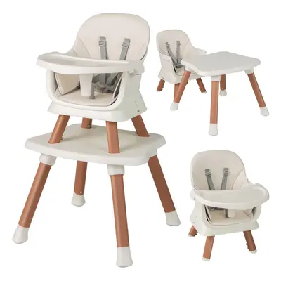 6-in-1 Baby High Chair Convertible Infant Feeding Chair-White