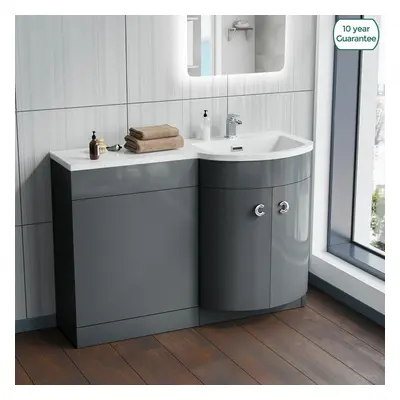 Nes Home Grey 1100mm Bathroom Basin Sink Vanity Unit Cabinet Furniture RH