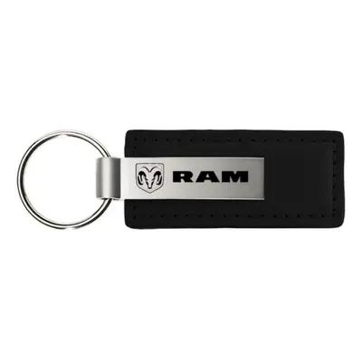 Au-Tomotive Gold INC. Dodge RAM Logo Black Leather Key Chain