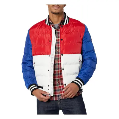 Tommy Hilfiger Men's Quilted Varsity Puffer Bomber Bright Combo