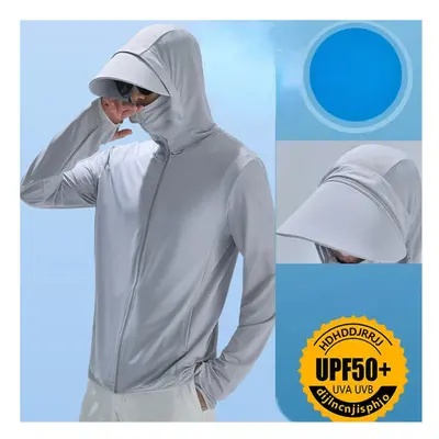 (L(50-65kg), 5) Professional Fishing Hoodie With Mask Anti-UV Sunscreen Sun Protection Clothes F