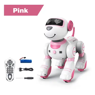 (pink) Intelligent Remote Control Robot Dog Electronic Stunt Voice Command Programmable Touch-se