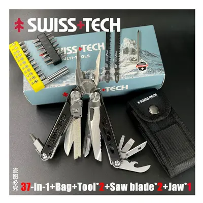 (37 in as shown) SwissTech Folding Multitool Pliers Multi-functional Combination Tool Pliers Fol