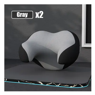 (grey-2 pcs) Universal car seat headrest Pillow Rest Memory Foam car Head neck pillow