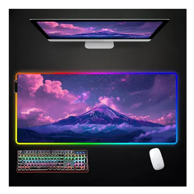 (WA00410 (2), 900x400x3mm) Landscape And Sunset Glow RGB Mouse Pad Large Gamer Mousepads LED Des