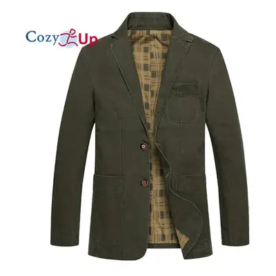 (green, 5XL) Cozy Up Men&apos;s Retro Wash Slim Two Button Denim Blazer Jacket Casual Sport Coat