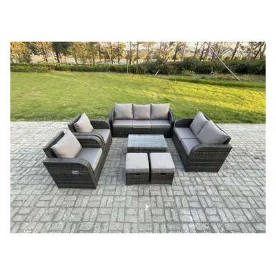 Fimous Seater Rattan Wicker Garden Furniture Patio Conservatory Sofa Set with Rectangular Coffee