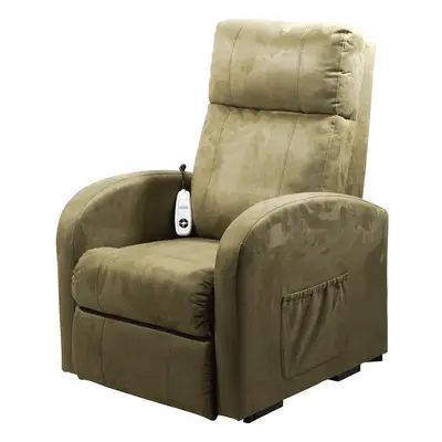 Single Motor Rise and Recline Lounge Chair - Sage Coloured Suedette Material