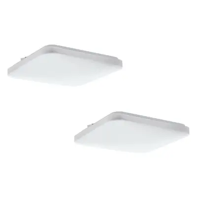 2 PACK Wall Flush Ceiling Light Colour White Shade Square White Plastic LED