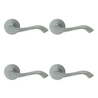 4x PAIR Scroll Shaped Handle on 50mm Round Rose Concealed Fix Satin Chrome