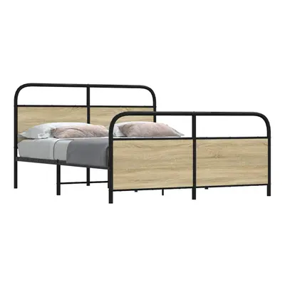 vidaXL Metal Bed Frame without Mattress Sonoma Oak 150x200 cm King Size