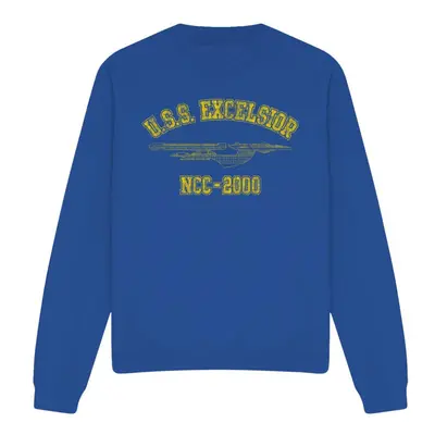 (M, Royal Blue) Star Trek Unisex Adult Excelsior Athletic Sweatshirt