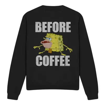 (XL, Black) SpongeBob SquarePants Unisex Adult Before Coffee Meme Sweatshirt