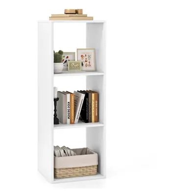 3-Cube Bookshelf Modern Vertical Bookcase with Back Guardrail