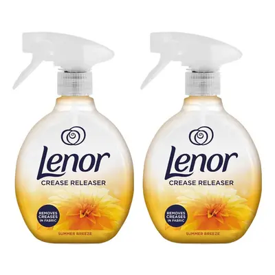 Lenor Crease Releaser Spray Removes Creases in Fabric, Summer Breeze Scent, Twin Pack, x 500ml