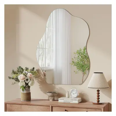 Dripex x 50cm Frameless Hanging Mirror, Irregular Mirror Wall Mounted, Asymmetrical Home Decor f