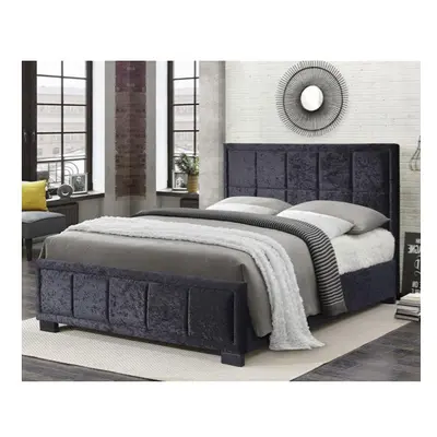 Harrison Double Bed-Black Crushed Velvet