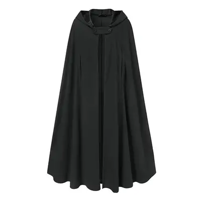 (black, XL) Women Stylish Long Cape Cloak Hooded Wool Blend Cloak Coat Autumn Hoodies Poncho War