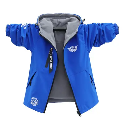 (Blue, 3T) Autumn Children's Clothes Double-sided Wear Jacket Fleece Coat Boy Waterproof Windpro