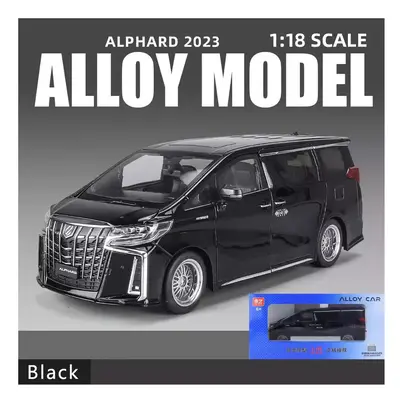 (Black with box) 1:18 Alphard Alloy Car Model Simulation Sound And Light Pull Back Toy Car Metal