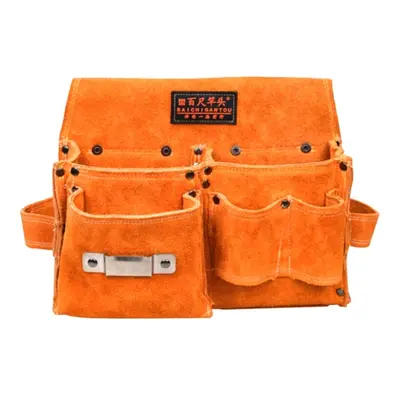 Woodworker Tool Bag Practical Cow Leather Waist Pack Multi-function Repair Tool Storage Bag Hard