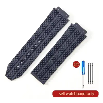 (J01-Blue-No Buckle 26x19mm) For Hublot Yubo High Quality Silicone Waterproof Watch Strap Classi