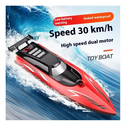 (Red) RC Boat with LED Lights, 2.4Ghz Full Size RC Boat, RC Boat for Pools and Lakes, Minutes Ru