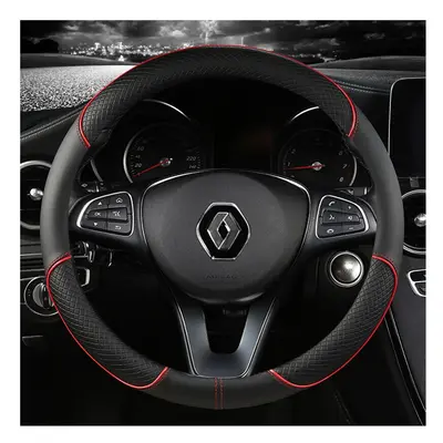 (O shape red) Car Steering Wheel Cover Leather For Renault Scenic Clio Laguna 3