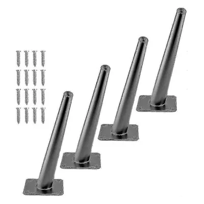 4pcs Inch Furniture Legs, Oblique Conical Metal Legs Matte Black Mid-century