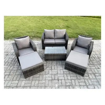 Fimous Seater Garden Furniture Set Rattan Outdoor Lounge Sofa Chair With Tempered Glass Table Bi